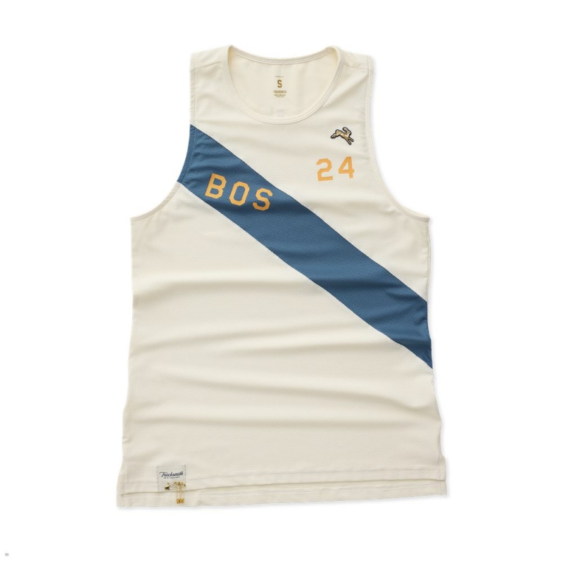 Tracksmith Boston Women\'s Singlet Ivory/Sea NZ | 83260MLQU