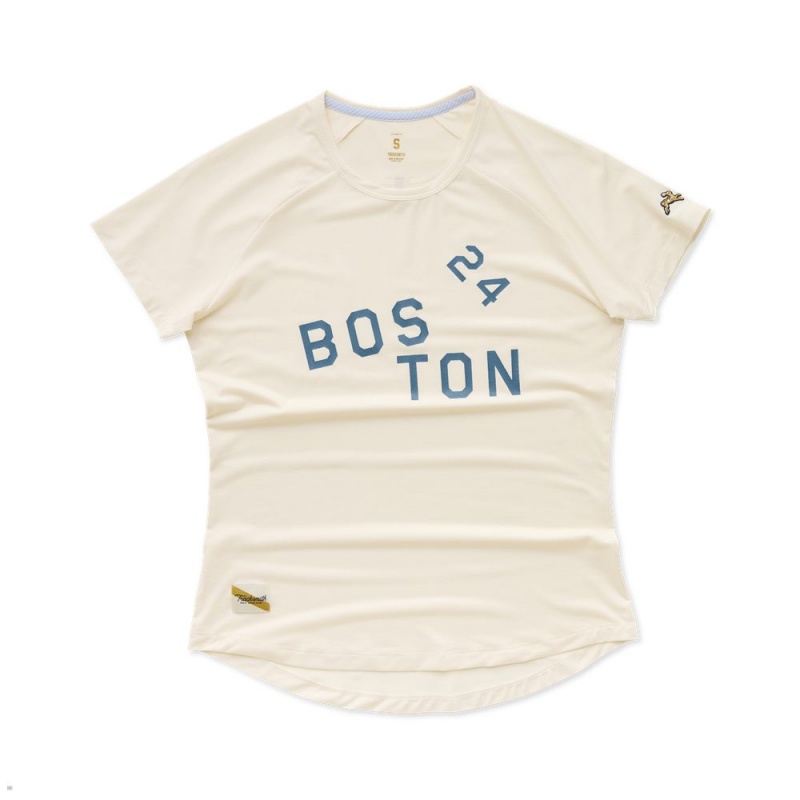 Tracksmith Boston Women\'s Tee Ivory NZ | 01893LKGP