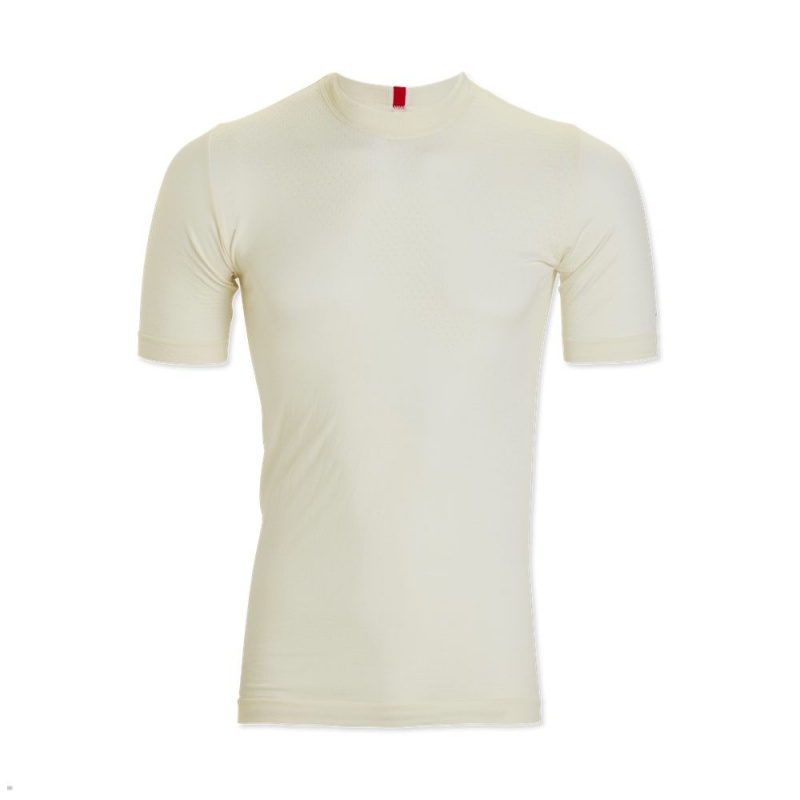 Tracksmith Brighton Base Layer Men\'s Tee Ivory NZ | 65281LHNG