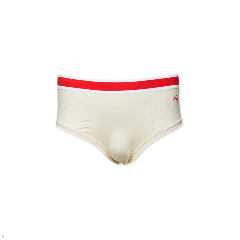 Tracksmith Brighton Briefs Men\'s Underwear Ivory NZ | 29086LRSB