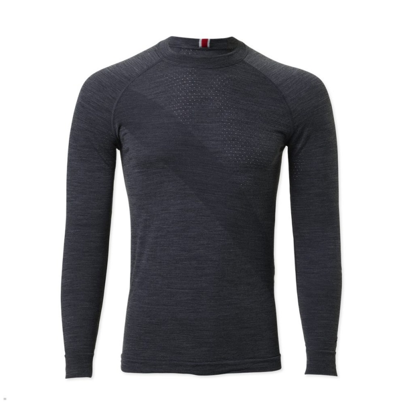 Tracksmith Brighton Men\'s Base Layer Ebony NZ | 73096JVIT