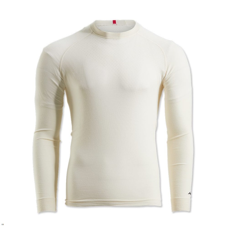 Tracksmith Brighton Men\'s Base Layer Ivory NZ | 04162UTOH