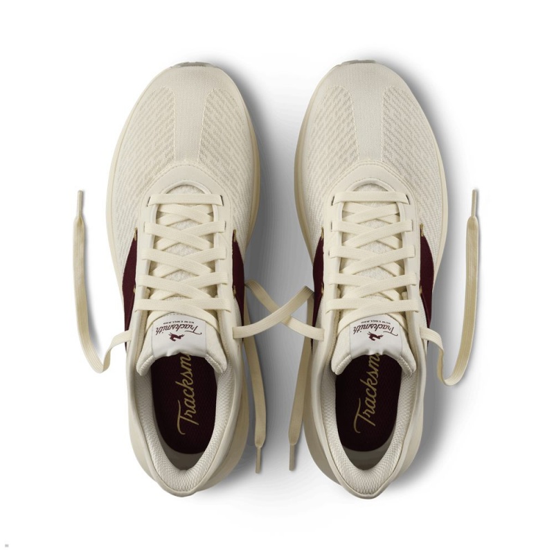 Tracksmith Eliot Runner Men's Shoes Ivory/Wine NZ | 83516CDIG