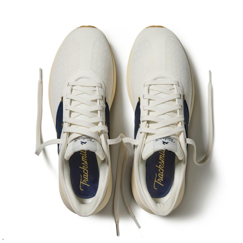 Tracksmith Eliot Runner Men's Shoes White/Navy NZ | 63094VDEM