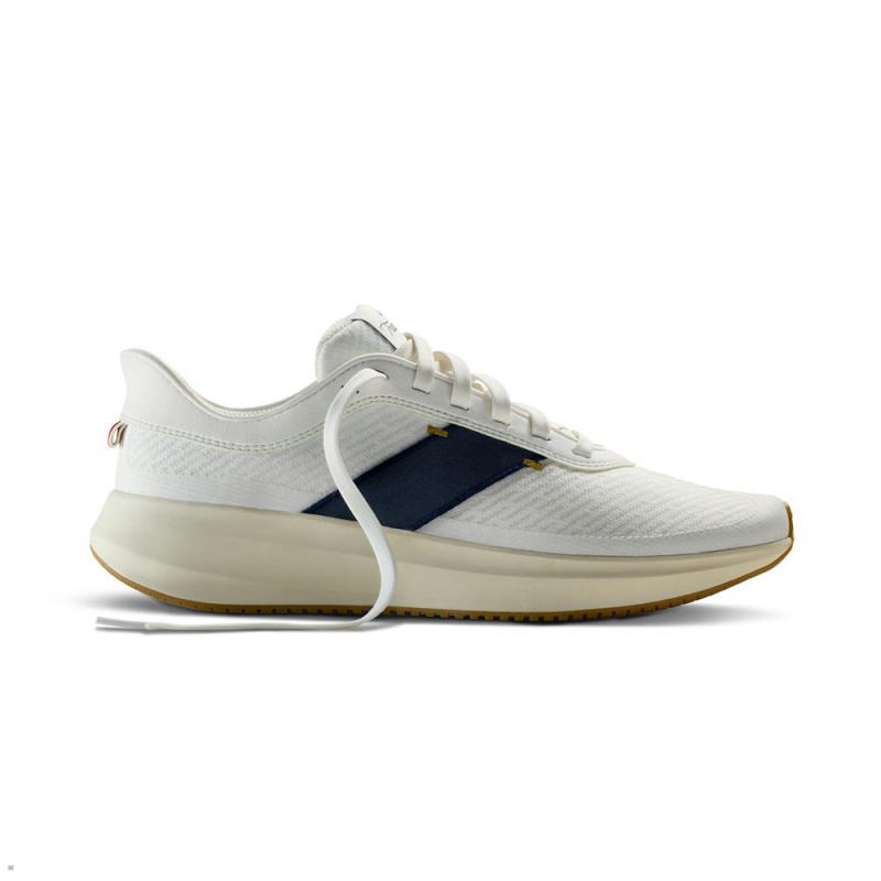 Tracksmith Eliot Runner Men's Shoes White/Navy NZ | 63094VDEM