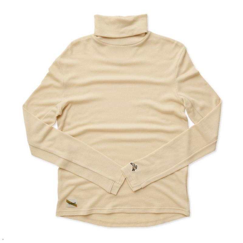 Tracksmith Fells Turtleneck Men\'s Base Layer Dune NZ | 56104OEHX