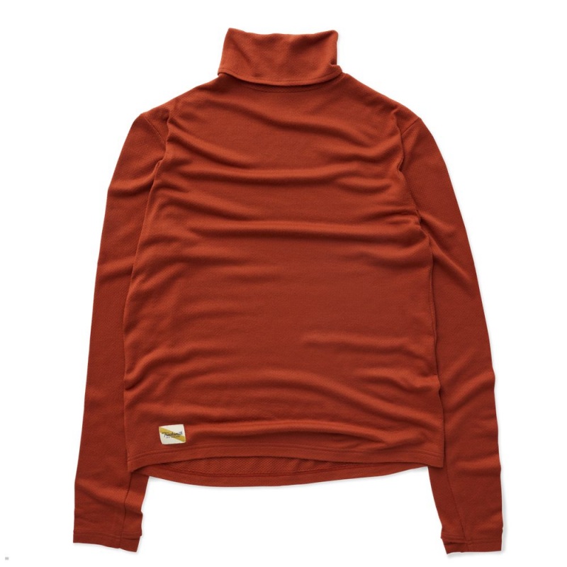 Tracksmith Fells Turtleneck Men\'s Base Layer Brick Red NZ | 02614YNAJ