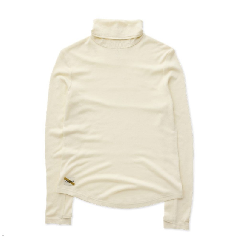 Tracksmith Fells Turtleneck Women\'s Base Layer Ivory NZ | 90465MJPN