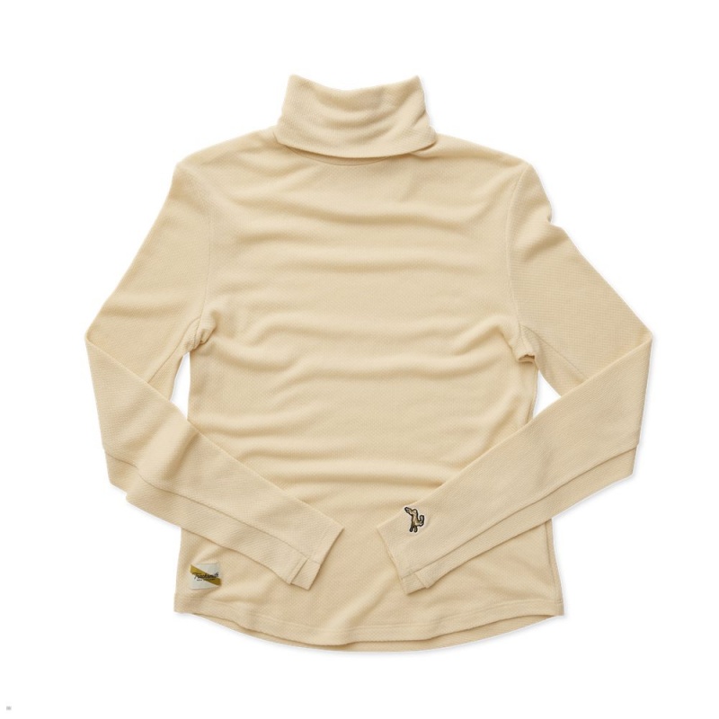 Tracksmith Fells Turtleneck Women\'s Base Layer Dune NZ | 28460DGFO