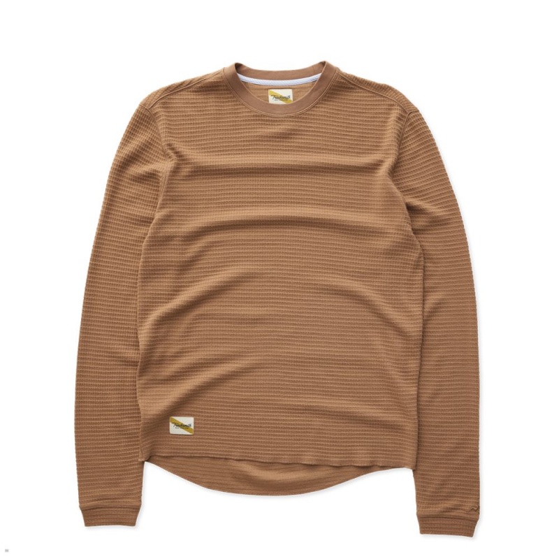 Tracksmith Fells Waffle Men\'s Base Layer Pecan NZ | 97164UMXN