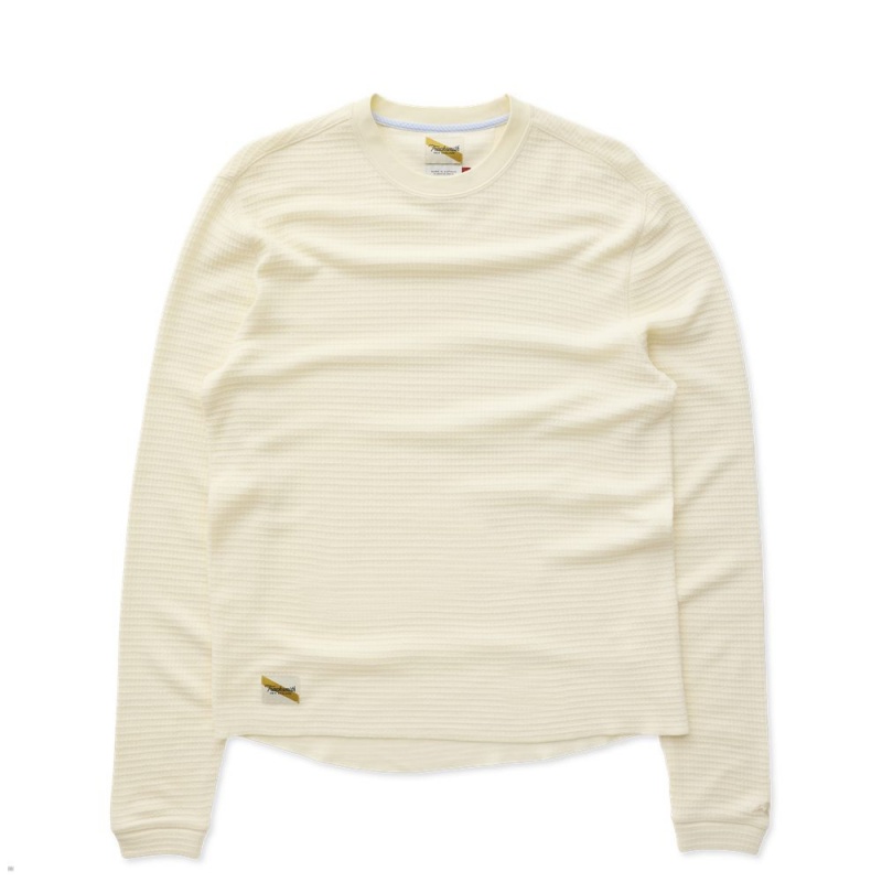 Tracksmith Fells Waffle Men\'s Base Layer Ivory NZ | 50892IDRC