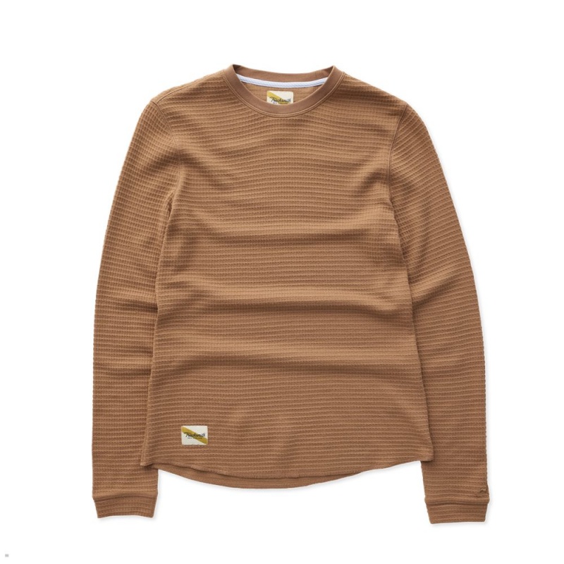 Tracksmith Fells Waffle Women\'s Base Layer Pecan NZ | 26830GMTQ