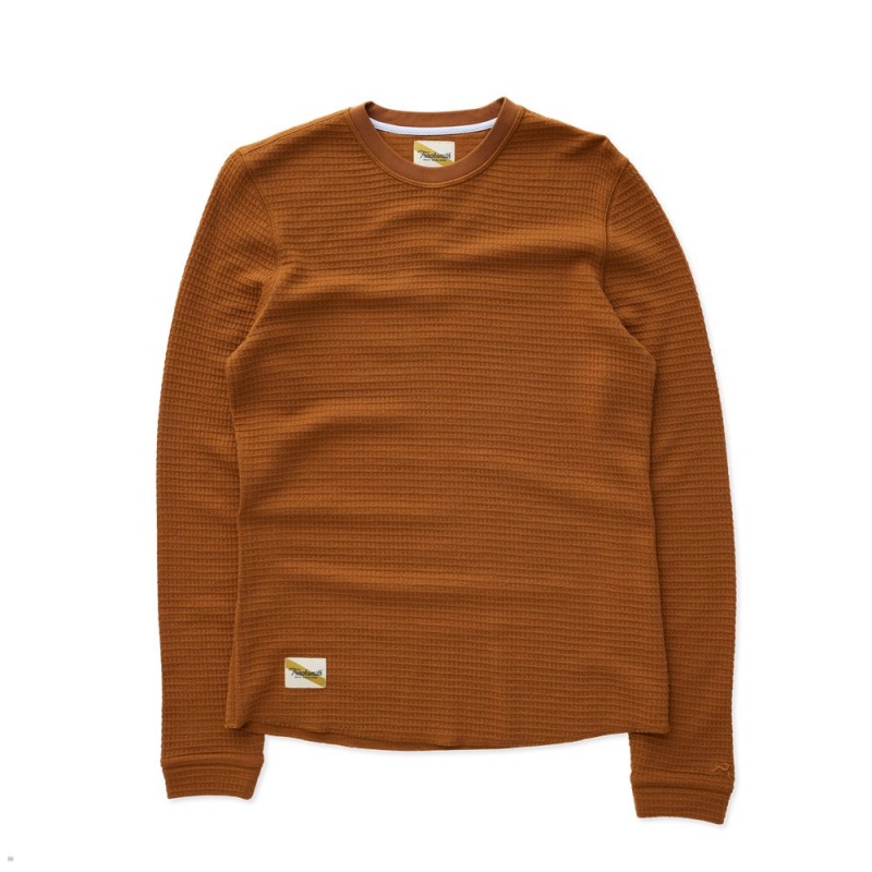 Tracksmith Fells Waffle Women\'s Base Layer Caramel NZ | 67528GPFC