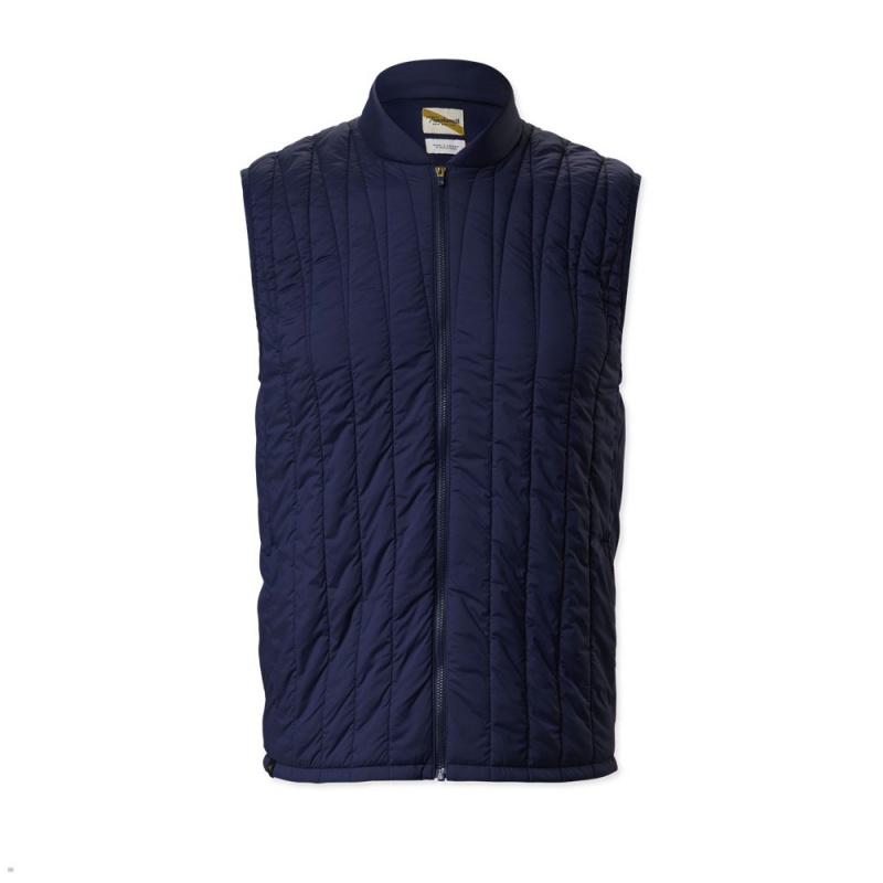 Tracksmith Harbor Men\'s Vest Navy NZ | 57490XIGZ