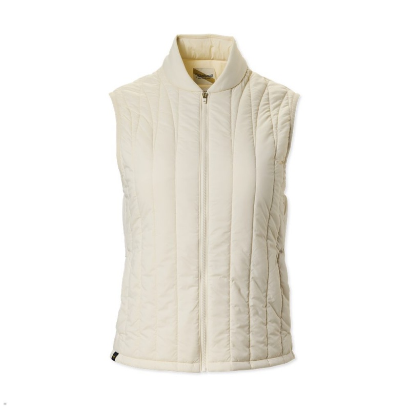 Tracksmith Harbor Women\'s Vest Ivory NZ | 42390FGBZ