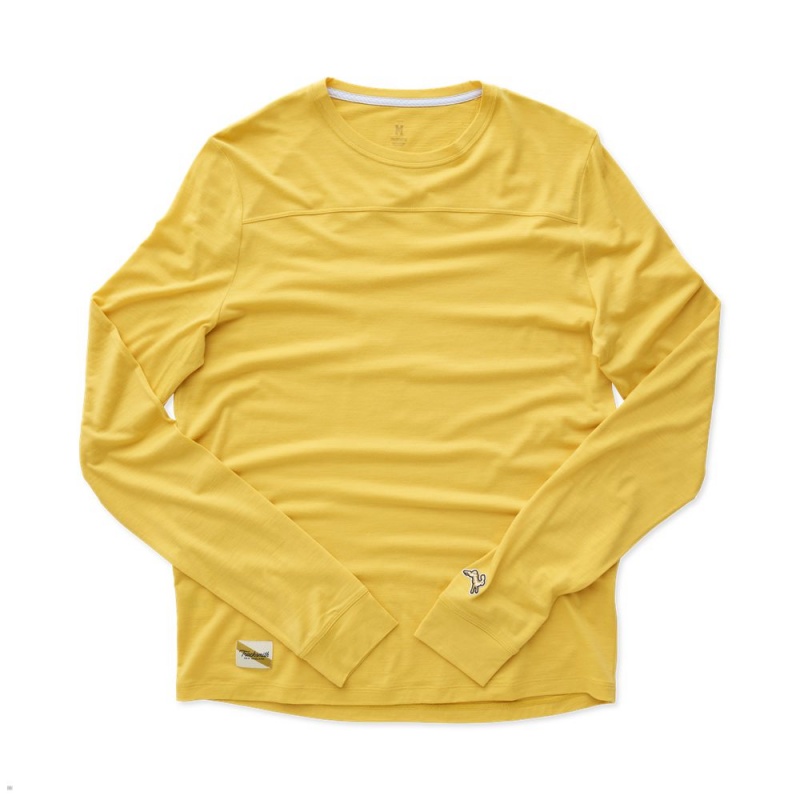 Tracksmith Harrier Long Sleeve Men\'s Shirts Goldenrod NZ | 10458VWFM