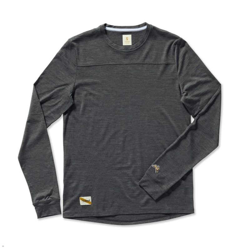 Tracksmith Harrier Long Sleeve Men\'s Shirts Dark Gray Heather NZ | 30529CQLP