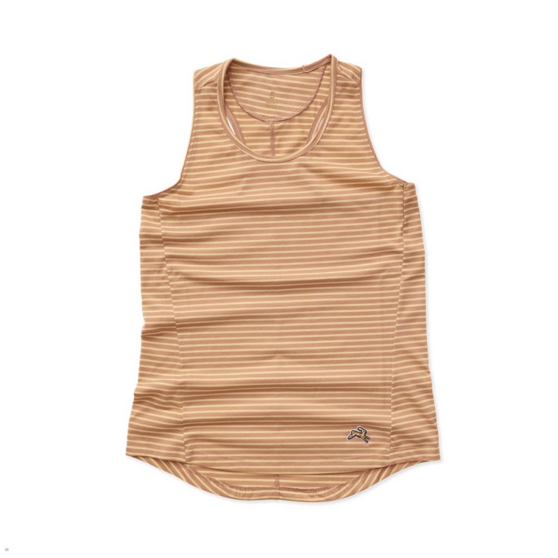 Tracksmith Horizon Women\'s Tank Cork/Melon Stripe NZ | 85340AILC