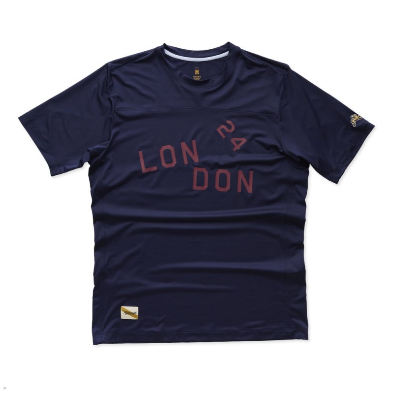 Tracksmith London Men\'s Tee Navy NZ | 03581RPVQ