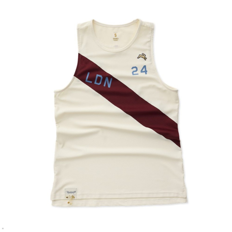 Tracksmith London Women\'s Singlet Ivory/Berry NZ | 50784AGHS