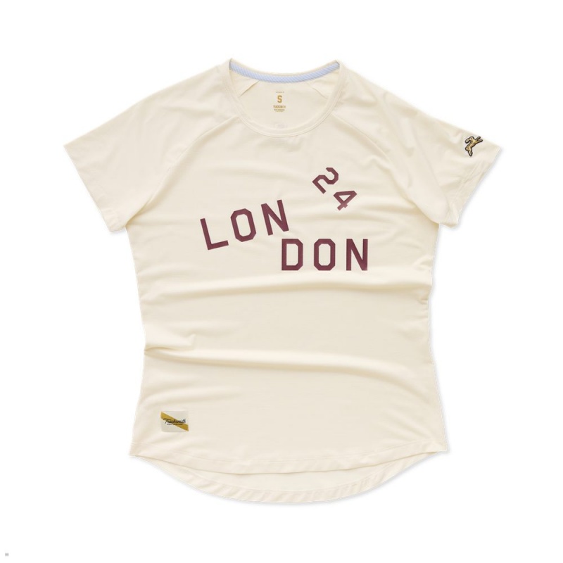 Tracksmith London Women\'s Tee Ivory NZ | 06925SEFC