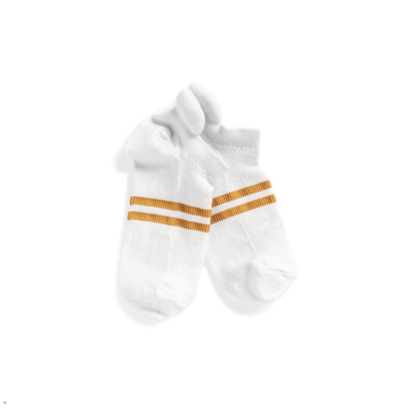 Tracksmith Merino No Show Sock White/Gold NZ | 70124OMKA