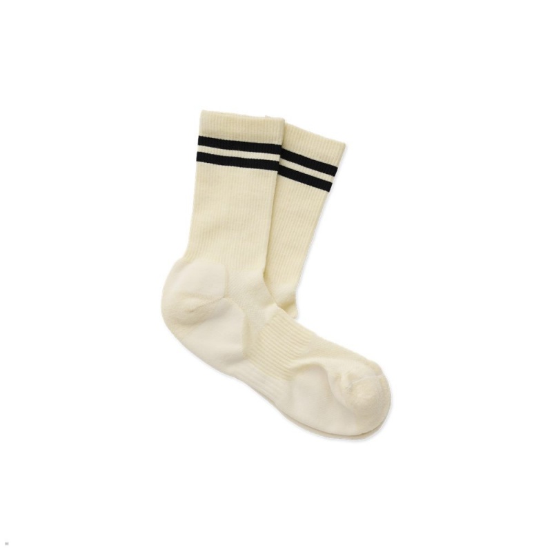 Tracksmith Merino Tube Sock Ivory/Black NZ | 52931RSCB