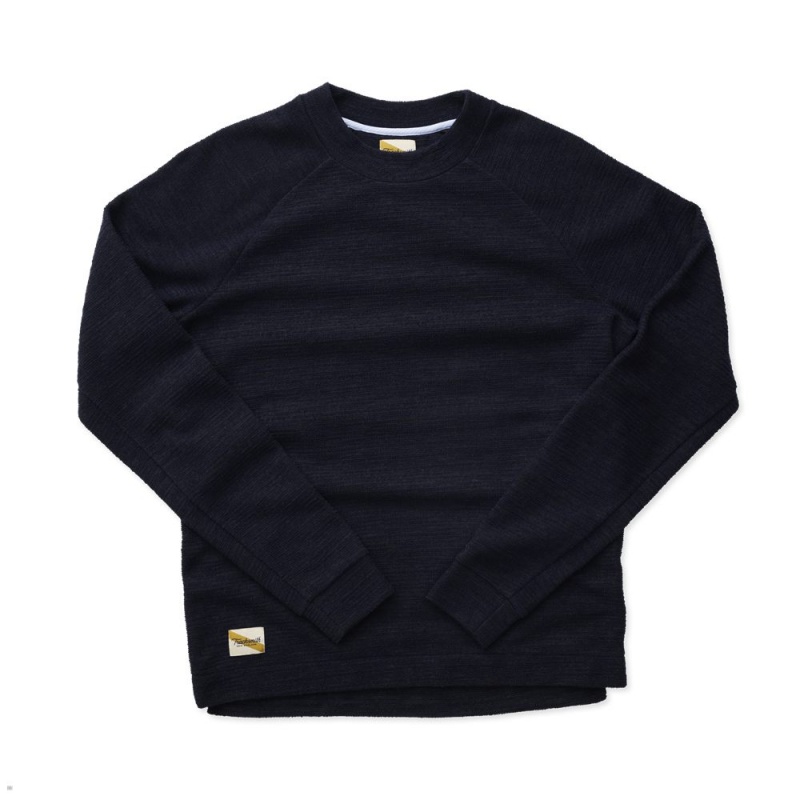 Tracksmith Rapid Transit Crew Men\'s Sweatshirt Navy NZ | 02576IMLN