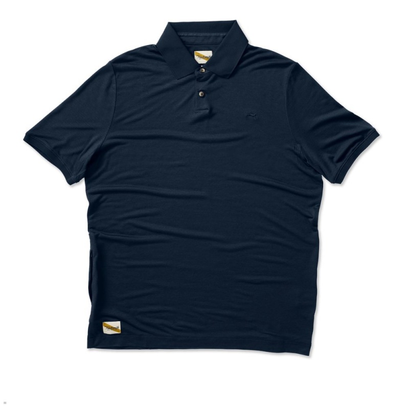 Tracksmith Rapid Transit Polo Men\'s Shirts Navy NZ | 35402ZJHR