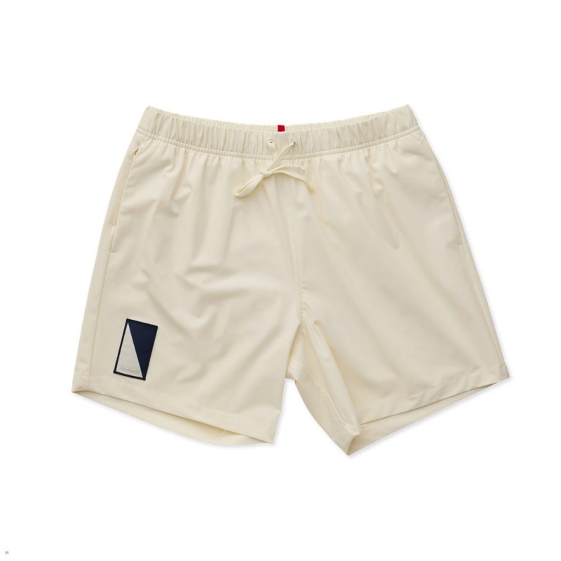 Tracksmith Run Cannonball Run Men\'s Shorts Ivory/Navy NZ | 78219OHPW