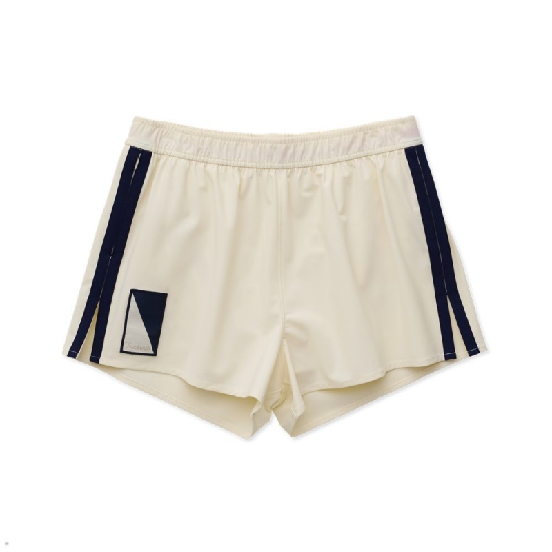 Tracksmith Run Cannonball Run Women\'s Shorts Ivory/Navy NZ | 43018POJA