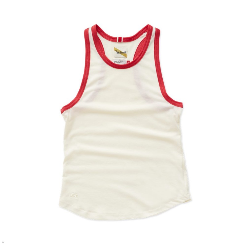 Tracksmith Run Cannonball Run Women\'s Tank Ivory/Red NZ | 07149IGVM