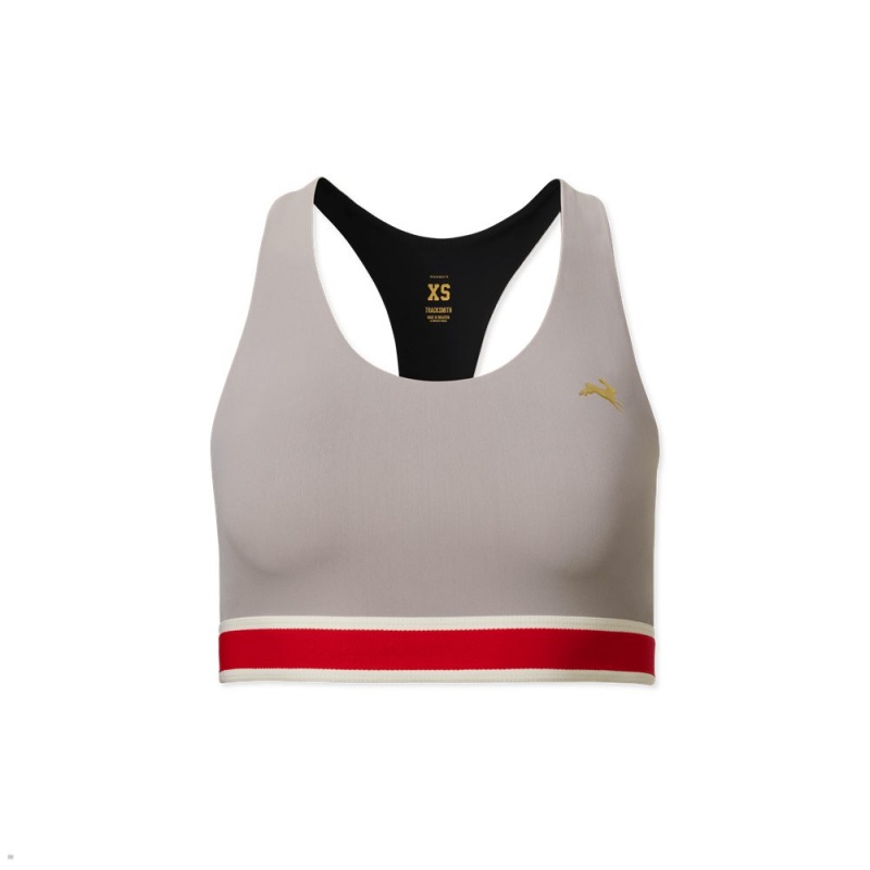 Tracksmith Run Women\'s Bra Grey NZ | 95130TGLQ