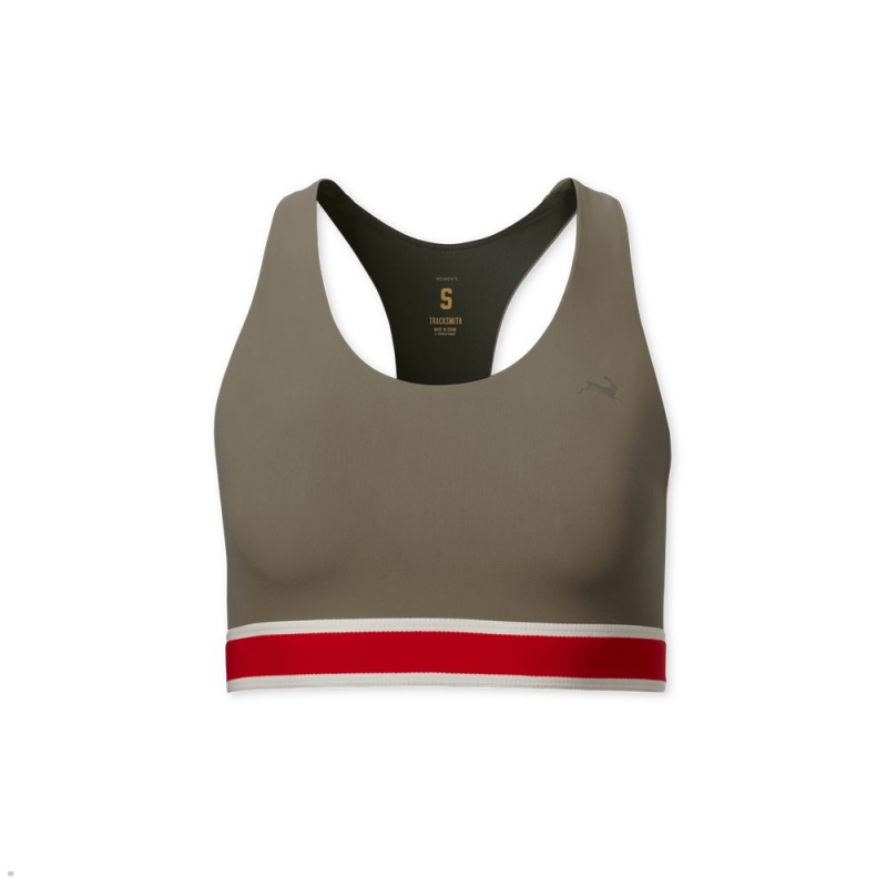 Tracksmith Run Women\'s Bra Khaki NZ | 50478IZUP