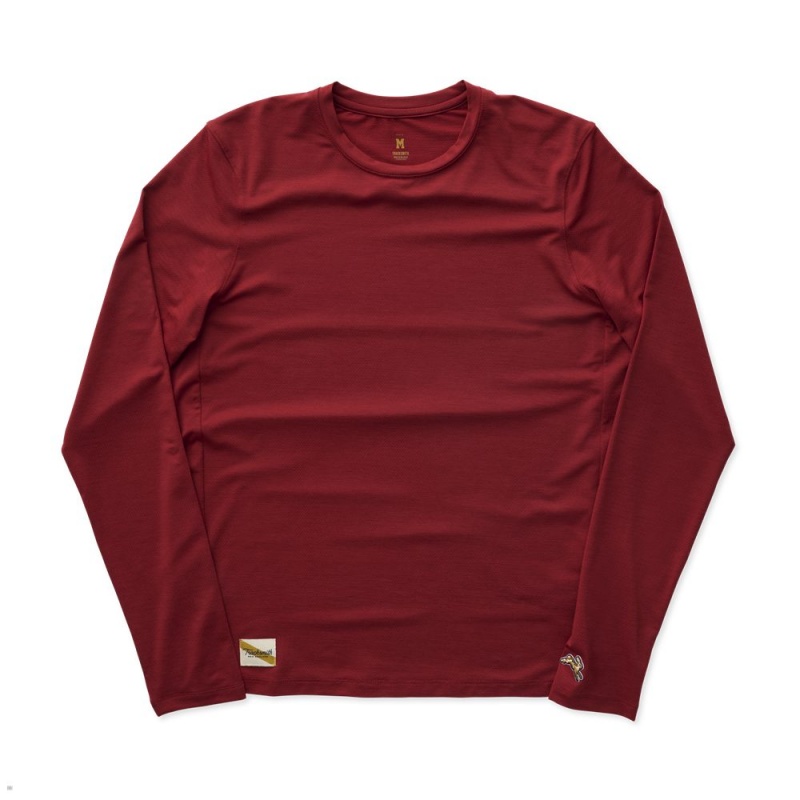 Tracksmith Session Long Sleeve Men\'s Shirts Red NZ | 64153MLID