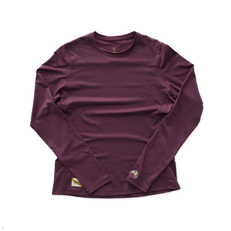 Tracksmith Session Long Sleeve Women\'s Shirts Burgundy NZ | 10349APHS