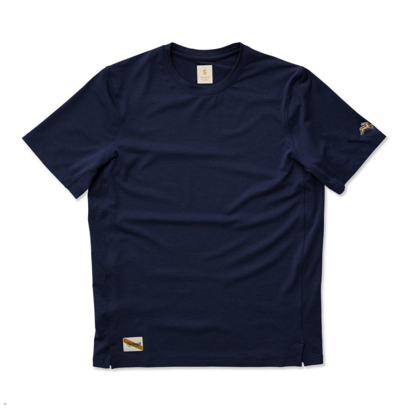 Tracksmith Session Men\'s Tee Navy NZ | 96750CMKO