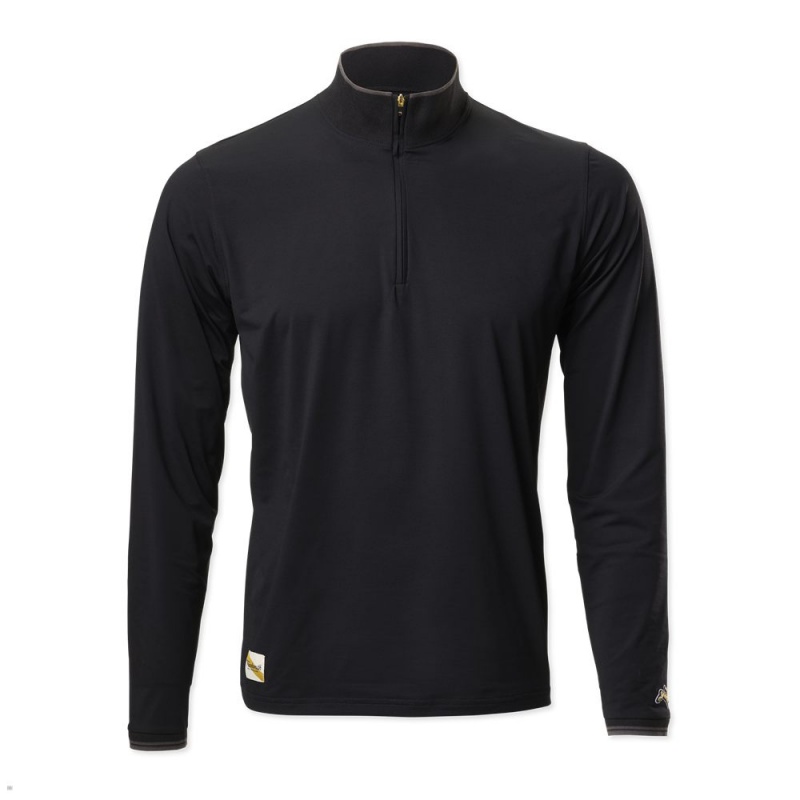 Tracksmith Session Quarter Zip Men\'s Mid Layer Black NZ | 80692BEYU