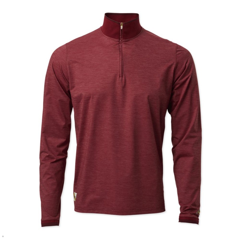 Tracksmith Session Quarter Zip Men\'s Mid Layer Crimson NZ | 71820VFEK