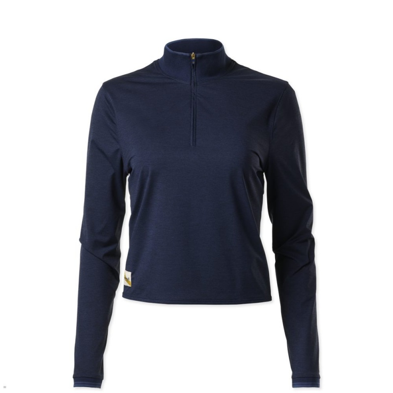 Tracksmith Session Quarter Zip Women\'s Mid Layer Navy NZ | 36875VFRW