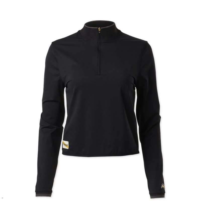 Tracksmith Session Quarter Zip Women\'s Mid Layer Black NZ | 85179PTMI