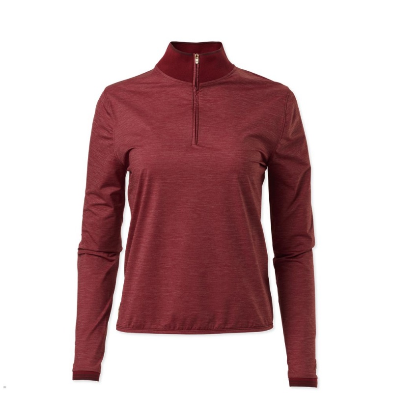 Tracksmith Session Quarter Zip Women\'s Mid Layer Crimson NZ | 09138DGBV