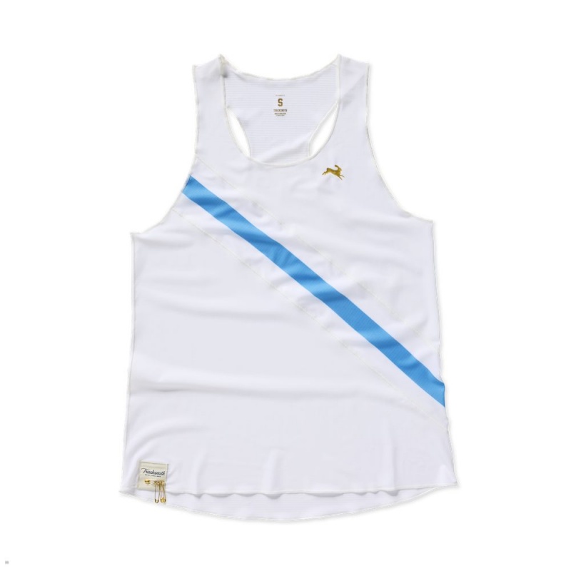 Tracksmith Strata 2023 Women\'s Singlet White/Ocean NZ | 20147FAWK