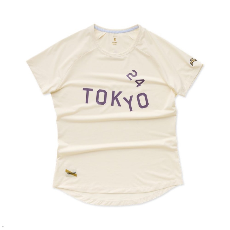 Tracksmith Tokyo Women\'s Tee Ivory NZ | 68970TLDH