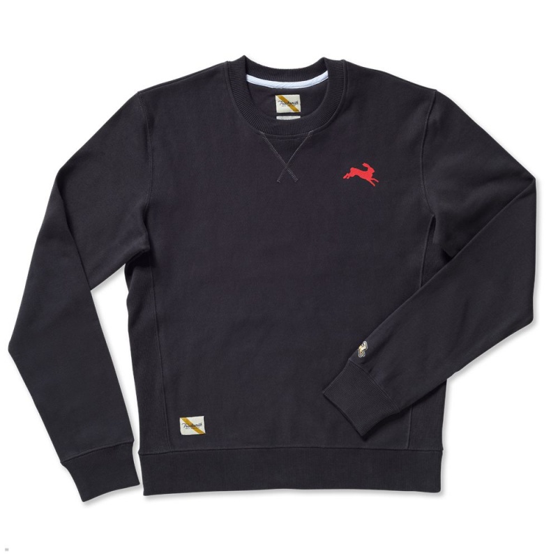 Tracksmith Trackhouse Crew Flocked Hare Men\'s Sweatshirt Black/Red NZ | 56239COPE