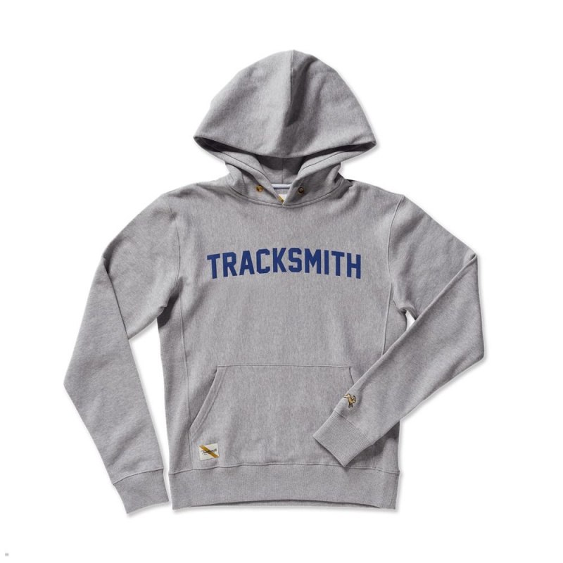 Tracksmith Trackhouse Men\'s Sweatshirt Gray/Navy NZ | 42106KIHA