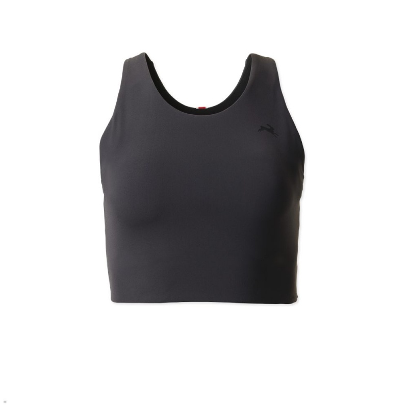 Tracksmith Turnover Crop Women\'s Tops Black NZ | 78024MXLI