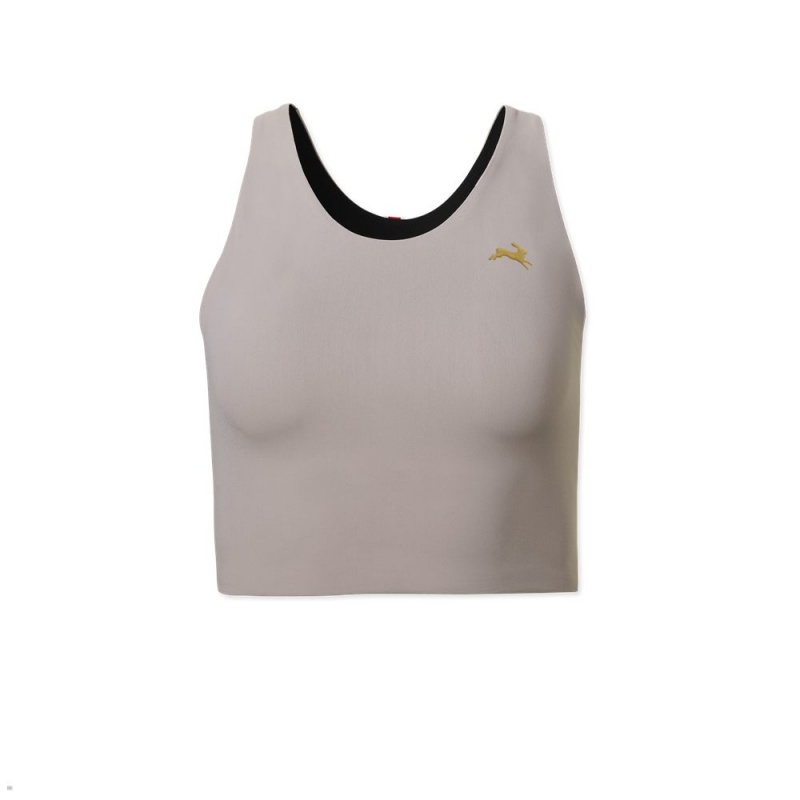 Tracksmith Turnover Crop Women\'s Tops Grey NZ | 71265ZMIW