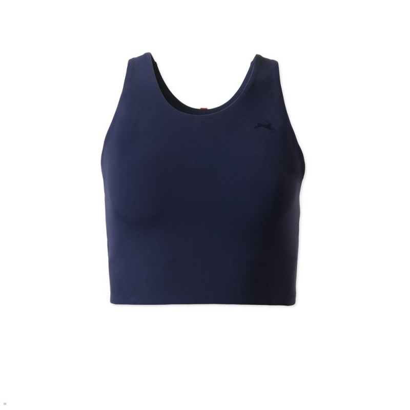 Tracksmith Turnover Crop Women\'s Tops Navy NZ | 80162RQPT