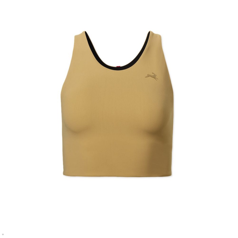 Tracksmith Turnover Crop Women\'s Tops Yellow NZ | 91742IFDA